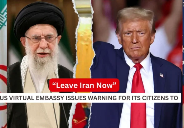 US President Donald Trump and Iranian Supreme leader Ayatollah Khamenei with their respective Flags_Decode Journalism