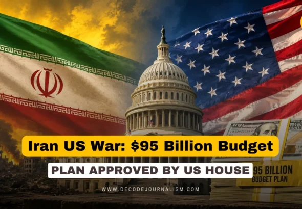 US Capitol building with text overlay reading Iran US war budget plan approved by House