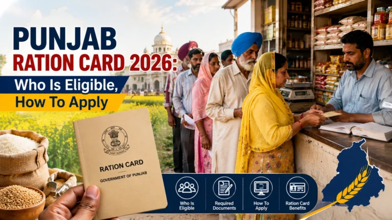 Punjab ration card applicant at a Seva Kendra registration counter