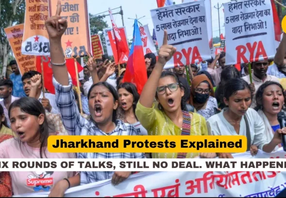 Students marching towards Jharkhand Assembly in Ranchi during JPSC JSSC paper leak protests, August 2026
