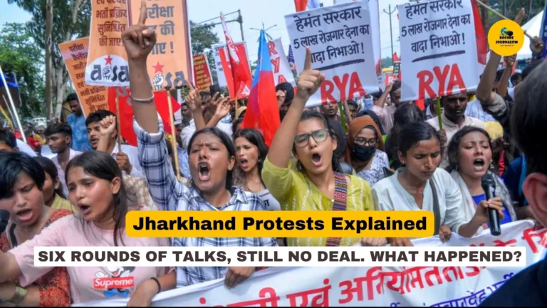 Students marching towards Jharkhand Assembly in Ranchi during JPSC JSSC paper leak protests, August 2026