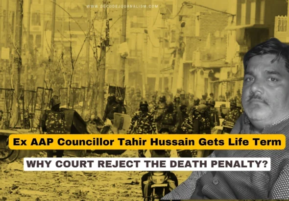 Delhi court gavel representing Tahir Hussain life sentence verdict in Ankit Sharma murder case