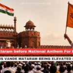 Red Fort ramparts decorated for Independence Day 2026, marking 150 years of Vande Mataram before the national anthem