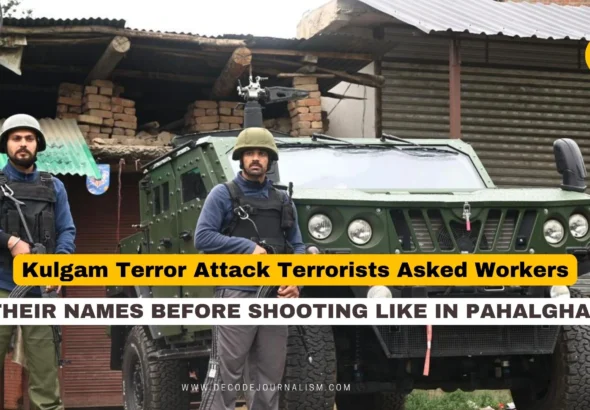 Security forces at the site of the Kulgam terror attack in South Kashmir
